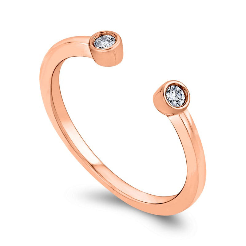 0.07 CT. T.W. Natural Diamond Two Stone Open Ring in Solid 10K Rose Gold