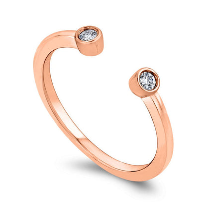 0.07 CT. T.W. Natural Diamond Two Stone Open Ring in Solid 10K Rose Gold
