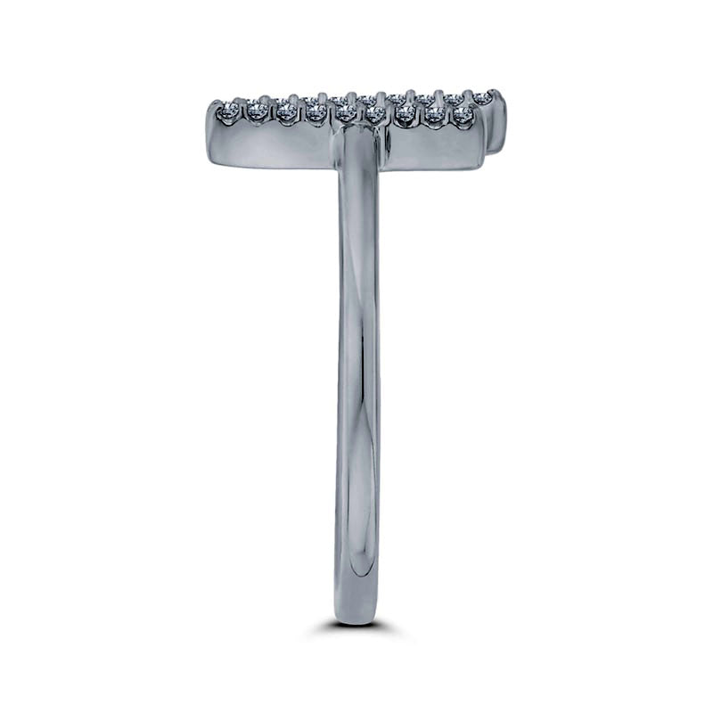 0.10 CT. T.W. Natural Diamond Double Bar Open Ring in Solid 10K White Gold