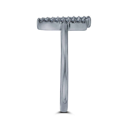 0.10 CT. T.W. Natural Diamond Double Bar Open Ring in Solid 10K White Gold