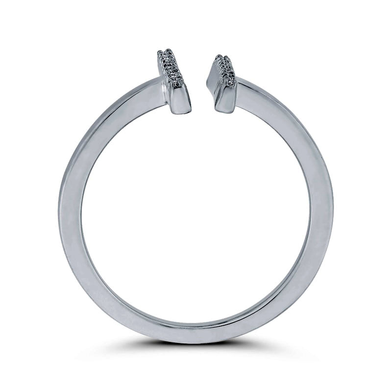 0.10 CT. T.W. Natural Diamond Double Bar Open Ring in Solid 10K White Gold