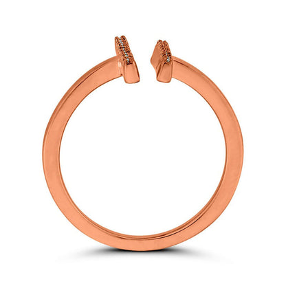 0.10 CT. T.W. Natural Diamond Double Bar Open Ring in Solid 10K Rose Gold