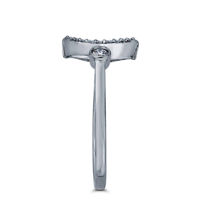 0.10 CT. T.W. Natural Diamond Crescent Moon Open Ring in Solid 10K White Gold