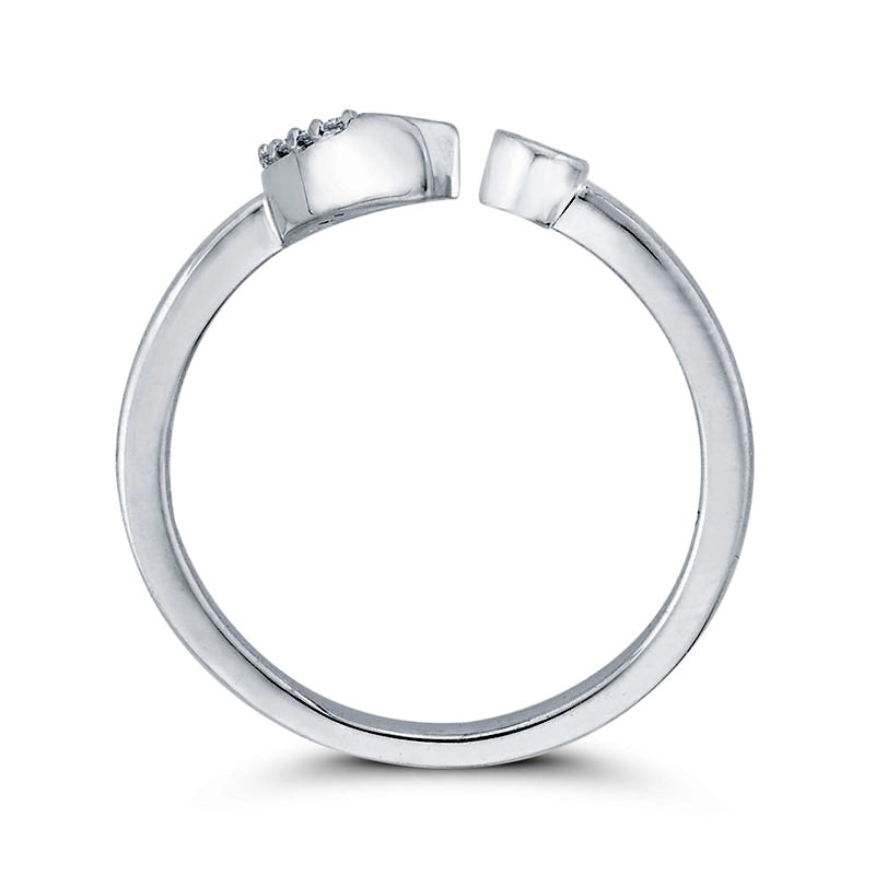0.10 CT. T.W. Natural Diamond Crescent Moon Open Ring in Solid 10K White Gold