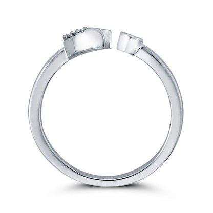 0.10 CT. T.W. Natural Diamond Crescent Moon Open Ring in Solid 10K White Gold