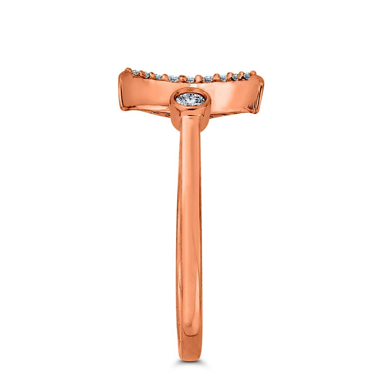 0.10 CT. T.W. Natural Diamond Crescent Moon Open Ring in Solid 10K Rose Gold