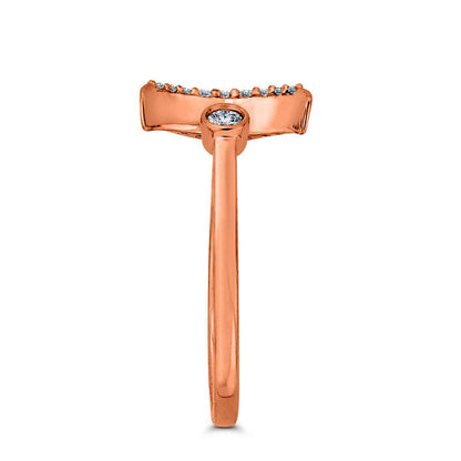 0.10 CT. T.W. Natural Diamond Crescent Moon Open Ring in Solid 10K Rose Gold