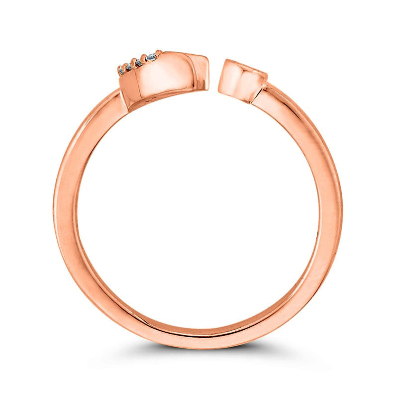 0.10 CT. T.W. Natural Diamond Crescent Moon Open Ring in Solid 10K Rose Gold