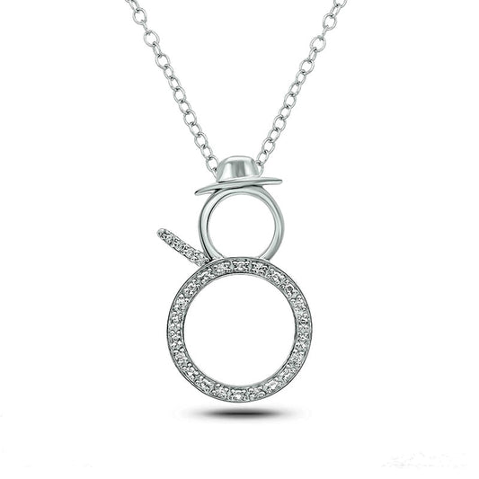 Natural Diamond Accent Snowman Pendant in Sterling Silver