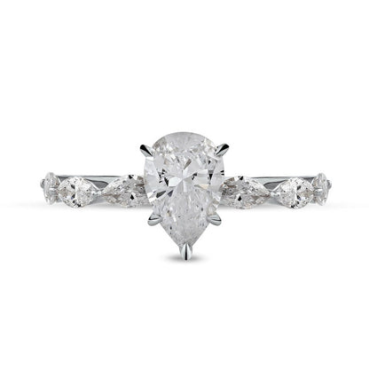 1.63 CT. T.W. Pear-Shaped and Marquise Natural Diamond Engagement Ring in Solid 14K White Gold