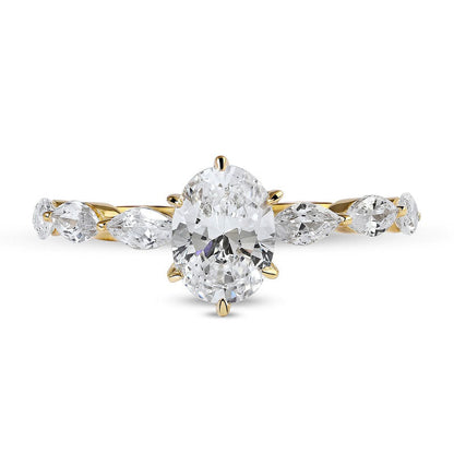 1.63 CT. T.W. Oval and Marquise Natural Diamond Engagement Ring in Solid 14K Gold