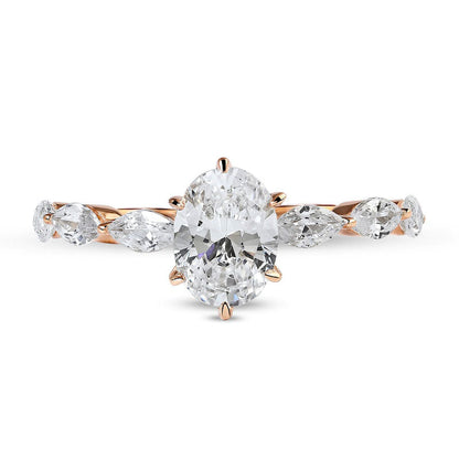 1.63 CT. T.W. Oval and Marquise Natural Diamond Engagement Ring in Solid 14K Rose Gold