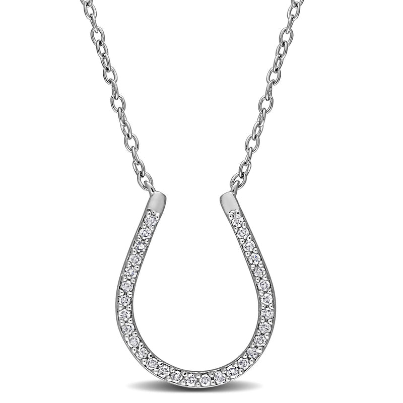 0.17 CT. T.W. Natural Diamond Horseshoe Necklace in Sterling Silver