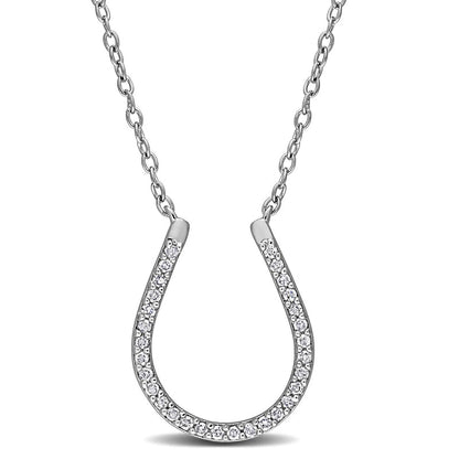 0.17 CT. T.W. Natural Diamond Horseshoe Necklace in Sterling Silver