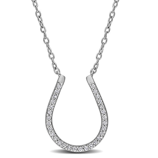 0.17 CT. T.W. Natural Diamond Horseshoe Necklace in Sterling Silver