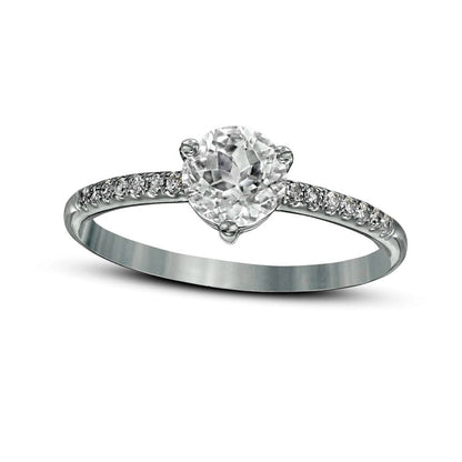 6.0mm White Topaz and 0.10 CT. T.W. Natural Diamond Ring in Solid 10K White Gold