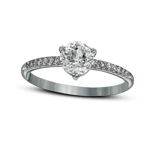 6.0mm White Topaz and 0.10 CT. T.W. Natural Diamond Ring in Solid 10K White Gold