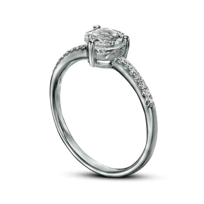 6.0mm White Topaz and 0.10 CT. T.W. Natural Diamond Ring in Solid 10K White Gold