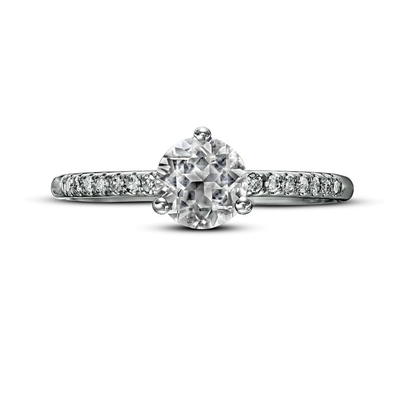 6.0mm White Topaz and 0.10 CT. T.W. Natural Diamond Ring in Solid 10K White Gold