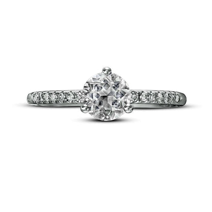 6.0mm White Topaz and 0.10 CT. T.W. Natural Diamond Ring in Solid 10K White Gold