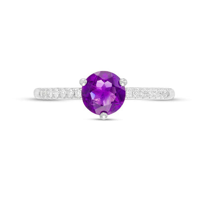 6.0mm Amethyst and 0.10 CT. T.W. Natural Diamond Ring in Solid 10K White Gold