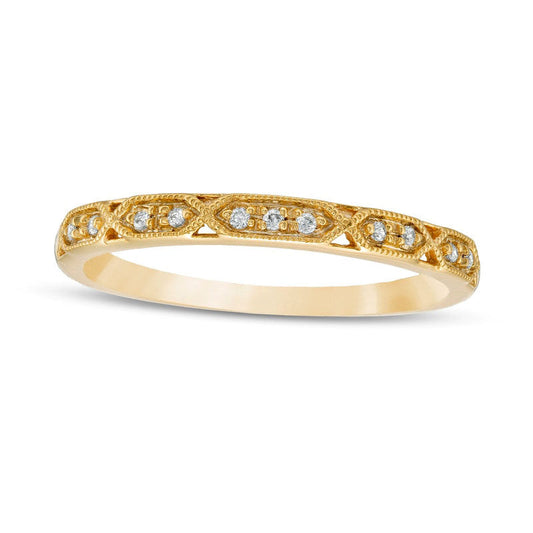 0.05 CT. T.W. Natural Diamond Antique Vintage-Style Stackable Anniversary Band in Solid 10K Yellow Gold