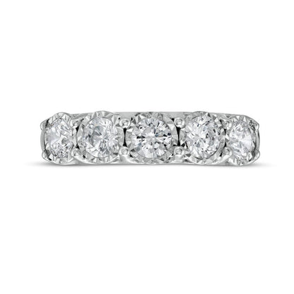 1.0 CT. T.W. Natural Diamond Five Stone Anniversary Band in Solid 10K White Gold