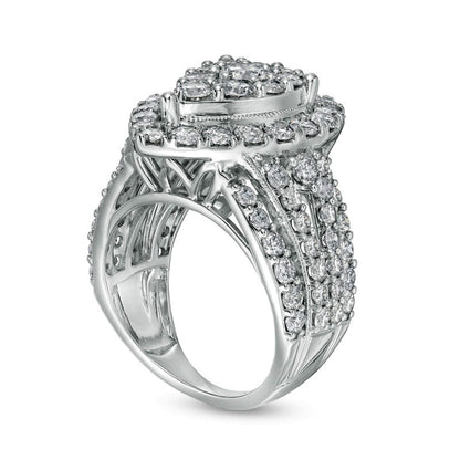 4 CT. T.W. Composite Pear-Shaped Natural Diamond Frame Antique Vintage-Style Engagement Ring in Solid 10K White Gold