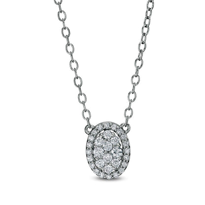 0.25 CT. T.W. Composite Oval Natural Diamond Frame Necklace in 10K White Gold