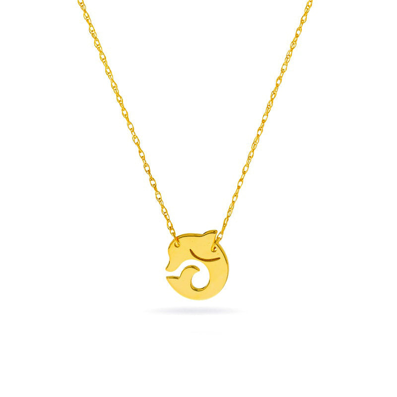 Mini Dolphin Necklace in 14K Gold