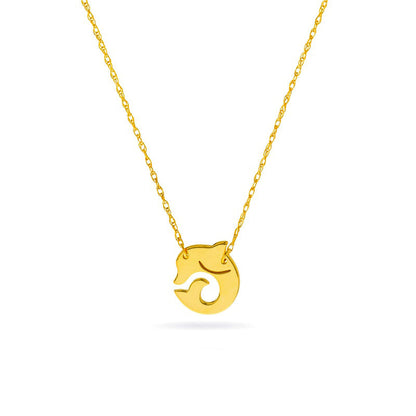 Mini Dolphin Necklace in 14K Gold