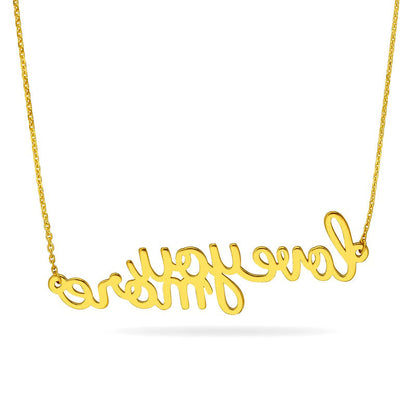 Cursive love you more" Necklace in 14K Gold"