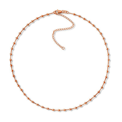 Natural Diamond-Cut Bead Station Necklace in 14K Rose Gold - 16