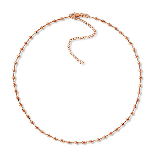 Natural Diamond-Cut Bead Station Necklace in 14K Rose Gold - 16