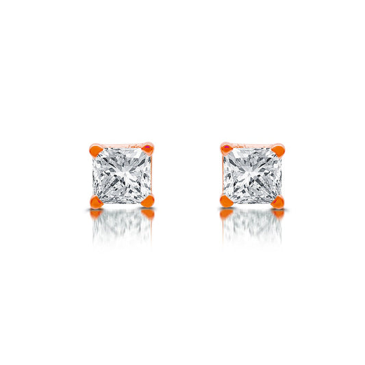 0.38 CT. T.W. Princess-Cut Diamond Solitaire Stud Earrings in 14K Rose Gold (J/I3)