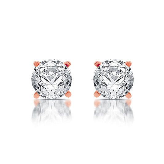 1 CT. T.W. Diamond Solitaire Stud Earrings in 14K Rose Gold (J/I3)