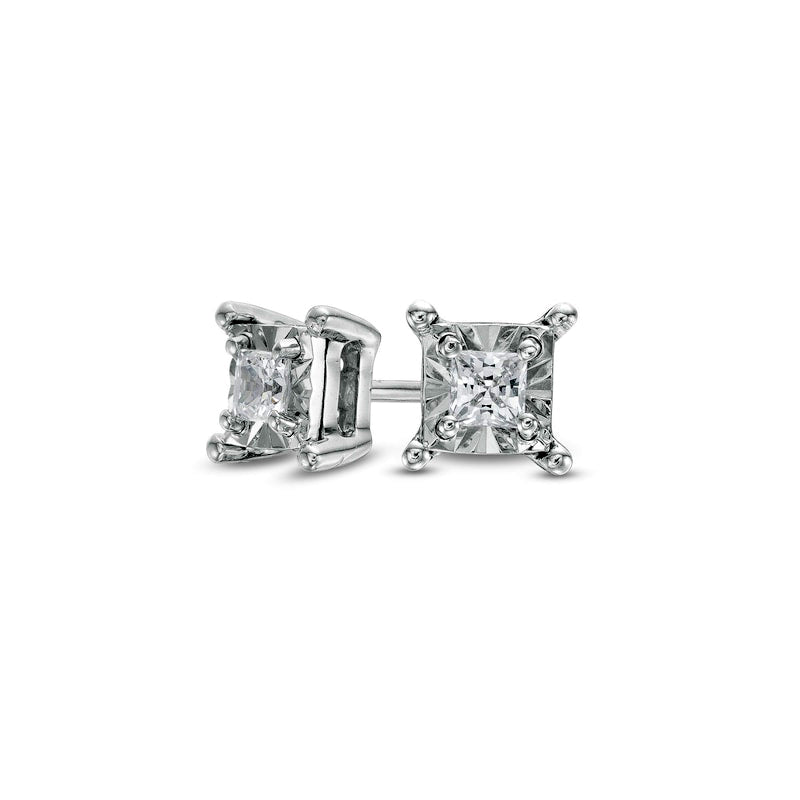 0.25 CT. T.W. Princess-Cut Diamond Solitaire Stud Earrings in Sterling Silver