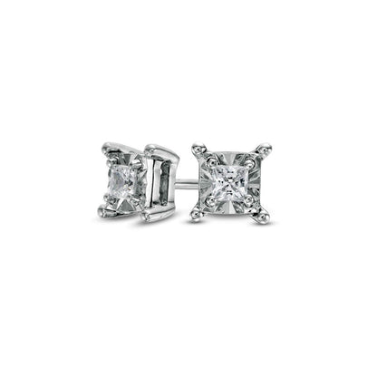 0.25 CT. T.W. Princess-Cut Diamond Solitaire Stud Earrings in Sterling Silver