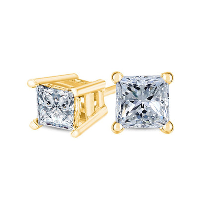 1.5 CT. T.W. Certified Princess-Cut Diamond Solitaire Stud Earrings in 14K Gold (J/VS2)