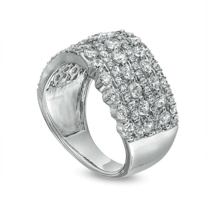 2.0 CT. T.W. Natural Diamond Multi-Row Wave Anniversary Band in Solid 10K White Gold