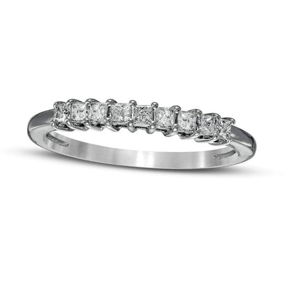 0.33 CT. T.W. Princess-Cut Natural Diamond Nine Stone Anniversary Band in Solid 10K White Gold