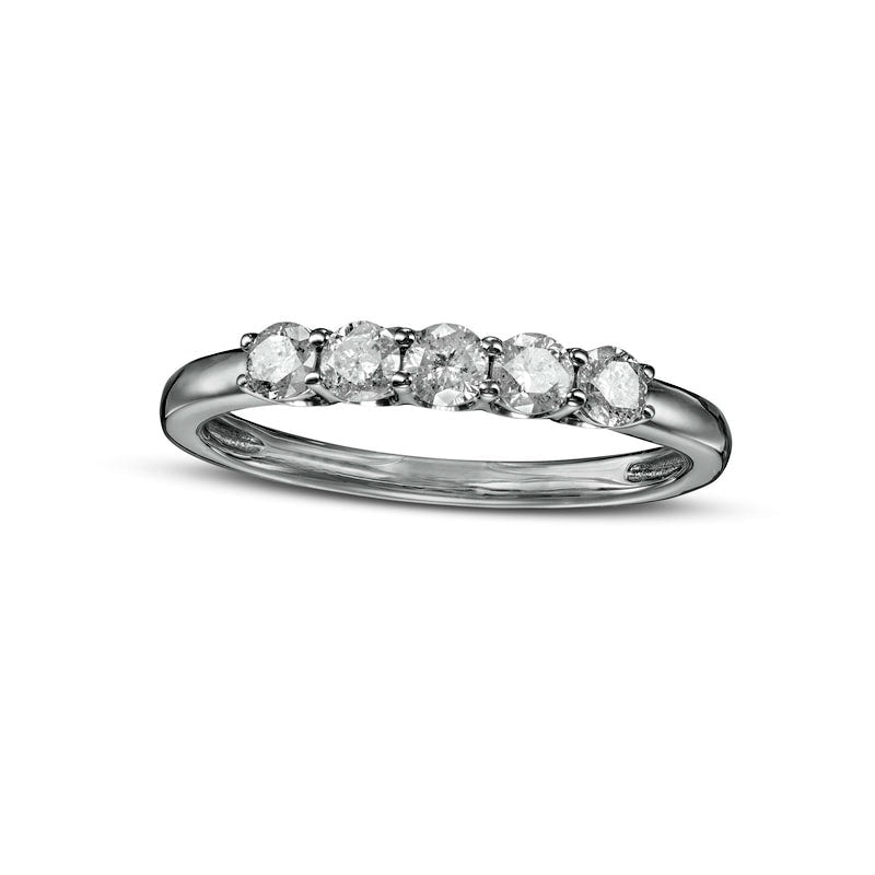 0.50 CT. T.W. Natural Diamond Five Stone Anniversary Band in Solid 10K White Gold