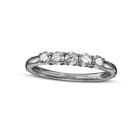 0.50 CT. T.W. Natural Diamond Five Stone Anniversary Band in Solid 10K White Gold