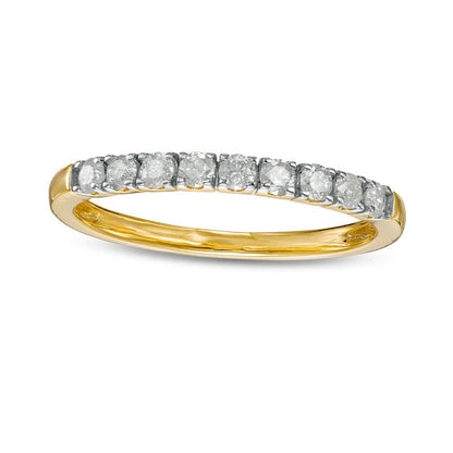 0.33 CT. T.W. Natural Diamond Nine Stone Anniversary Band in Solid 10K Yellow Gold
