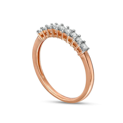 0.33 CT. T.W. Princess-Cut Natural Diamond Nine Stone Anniversary Band in Solid 10K Rose Gold