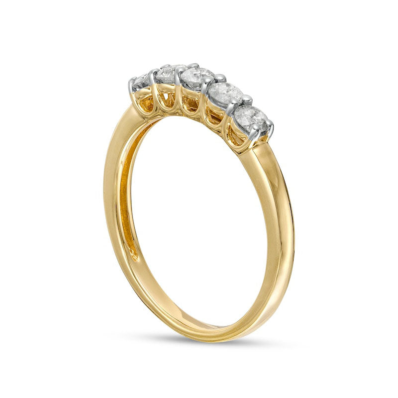 0.50 CT. T.W. Natural Diamond Five Stone Anniversary Band in Solid 10K Yellow Gold