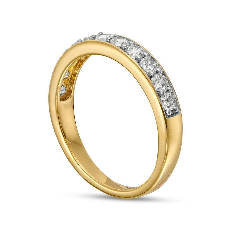 0.63 CT. T.W. Natural Diamond Eleven Stone Anniversary Band in Solid 10K Yellow Gold