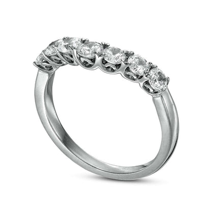 1.0 CT. T.W. Natural Diamond Contour Seven Stone Anniversary Band in Solid 14K White Gold