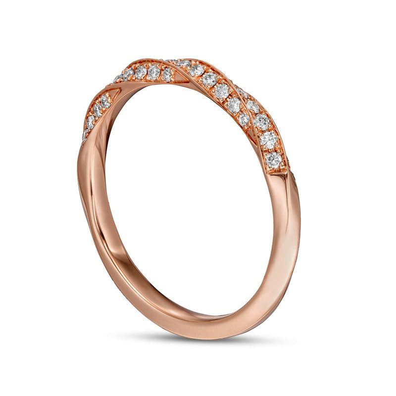 0.25 CT. T.W. Natural Diamond Twist Stackable Anniversary Band in Solid 14K Rose Gold