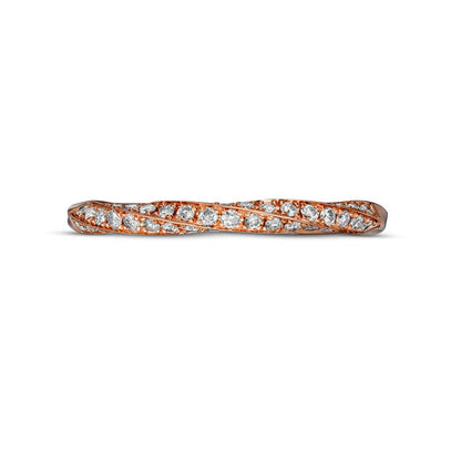 0.25 CT. T.W. Natural Diamond Twist Stackable Anniversary Band in Solid 14K Rose Gold